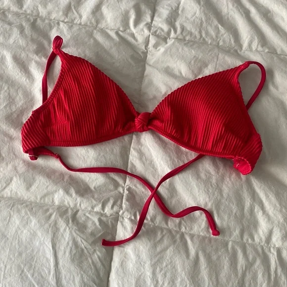 Hollister Swim Hollister Ribbed Knot Red Bikini Top Poshmark